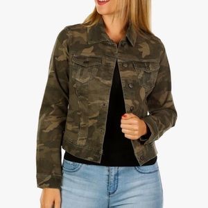 D Jeans Plus Size Camo Denim Stretch Jacket NWT